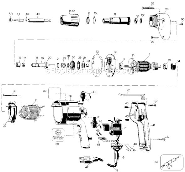 Page A Diagram and Parts List for 2034-10 Type 2 Black and Decker Electric Drill